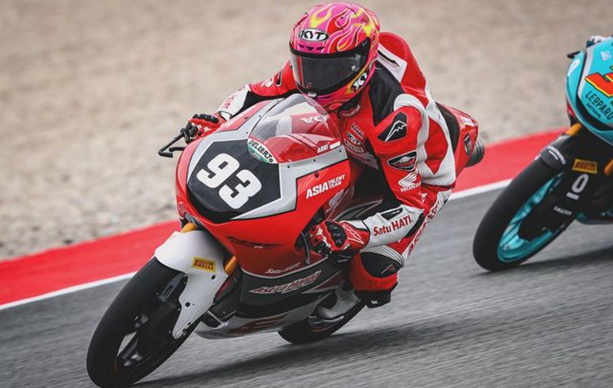 Aksi Fadillah Arbi Aditama di Moto3 Aragon 2024/foto: IG Honda Team Asia.