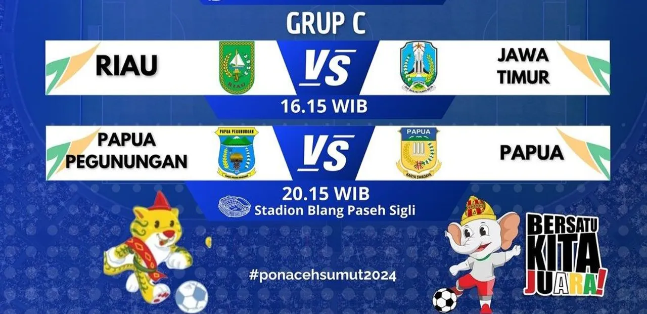 Jadwal dua pertandingan sepakbola PON 2024 sektor putra grup C yang akan berlangsung, Minggu, 8 September hari ini (Asprov PSSI Aceh)