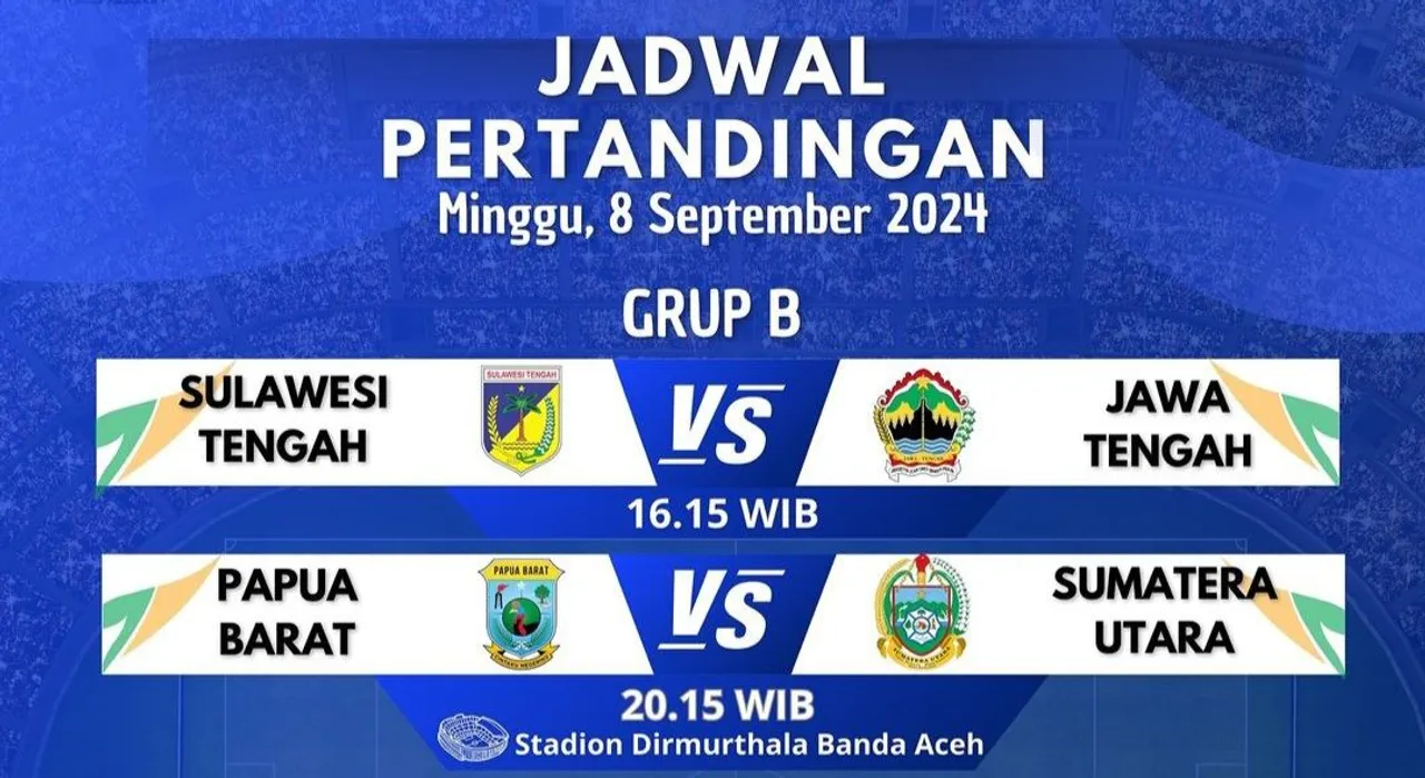 Link Live Streaming Sepakbola PON, Sulteng vs Jateng dan Riau vs Jatim