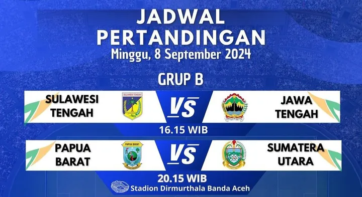 Hasil Pertandingan Sulteng vs Jateng dan Riau vs Jatim Sepakbola PON