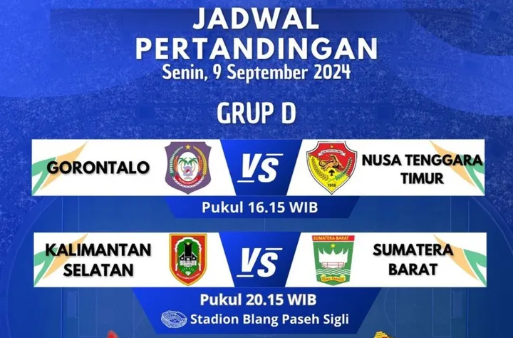 Link Live Streaming Sepakbola PON: Gorontalo vs NTT, Kalsel vs Sumbar