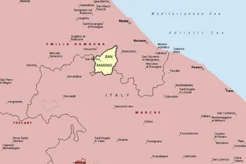 Peta wilayah Emilia Romagna dan San Marino (vidiani.com)