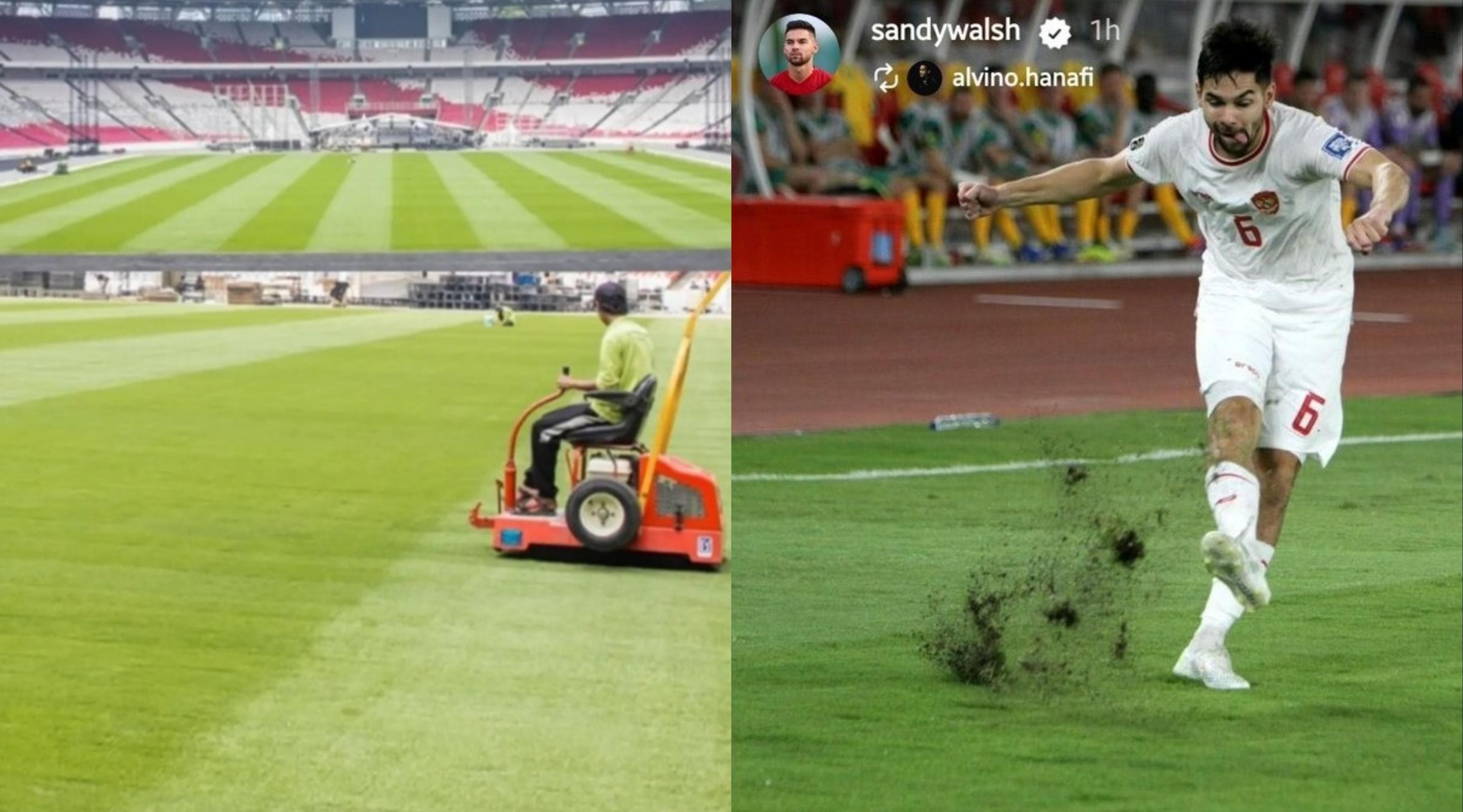 Kondisi Rumput GBK di laga Indonesia vs Australia / Instagram Sandy Walsh