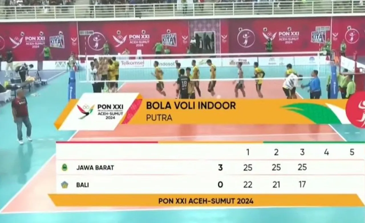 Hasil Voli PON 2024 Putra: Jabar ke Semifinal usai Gasak Bali 3-0