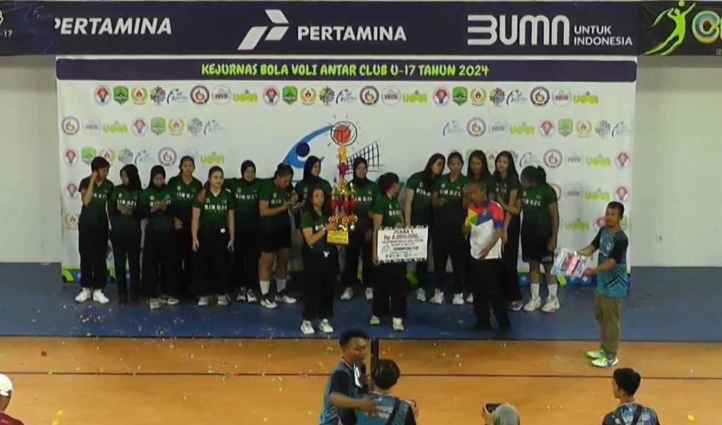 BIN O2C juara Kejurnas Voli U-17 Kemenpora Cup 2024/foto: IG Dewok Sport.