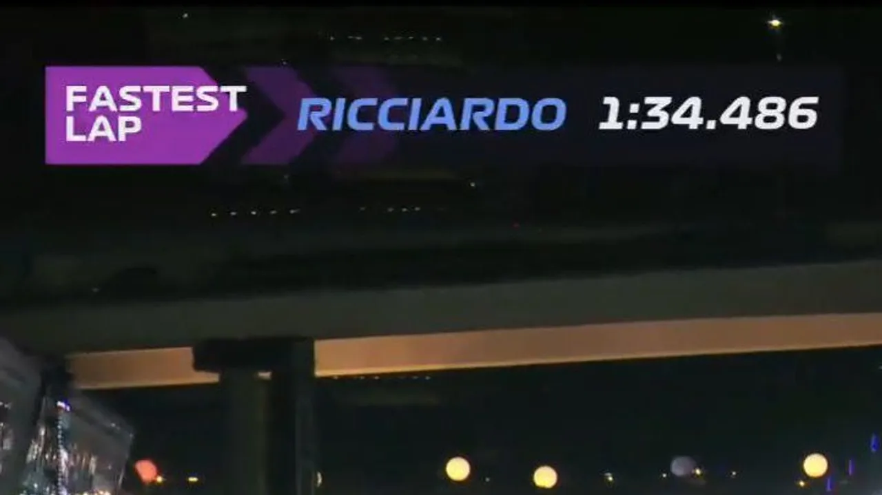 Fastest lap Daniel Ricciardo saat F1 GP Singapura (tangkapan layar Beinsports)