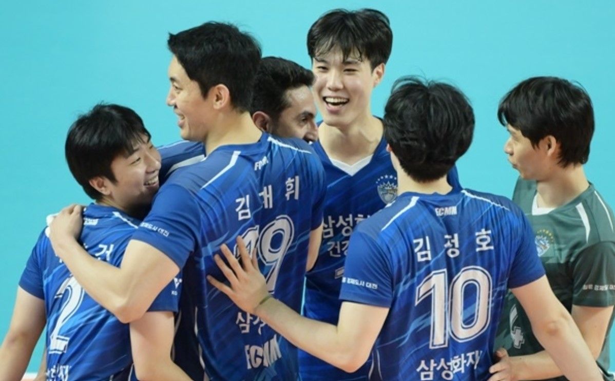 Samsung Blue Fangs menang dramatis 3-2 atas Kepco Vixtorm di fase penyisihan KOVO Cup 2024/foto: KOVO.