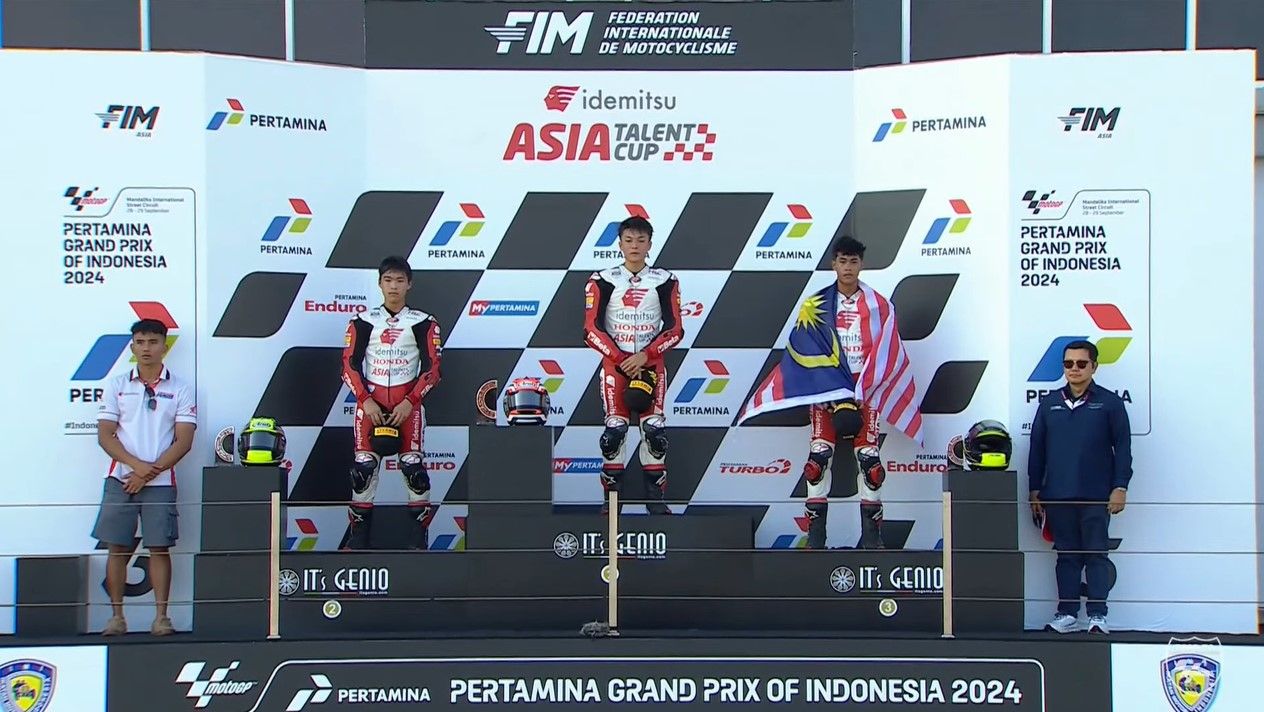 Kiandra Ramadhipa gagal podium race 1 IATC Mandalika 2024/foto: Youtube Asia Talent Cup.