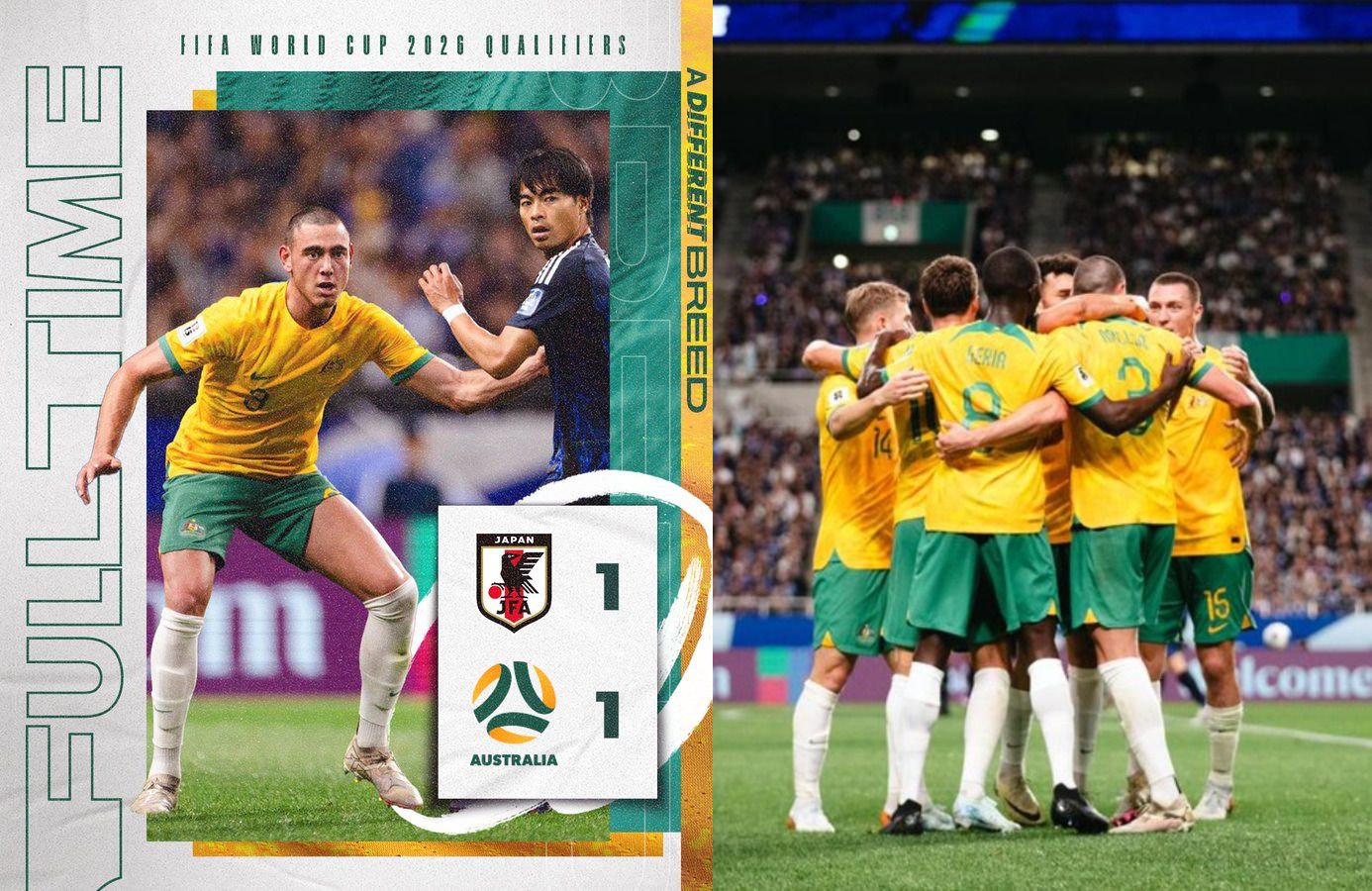 Australia sukses mencuri poin dari Jepang usai imbang 1-1/foto: Twitter Socceroos.