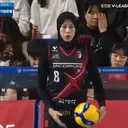 Megawati Hangestri saat pertandingan Red Sparks vs IBK Altos di Chungmu Gymnasium, Daejeon, Korea Selatan, Rabu (30/10/2024)