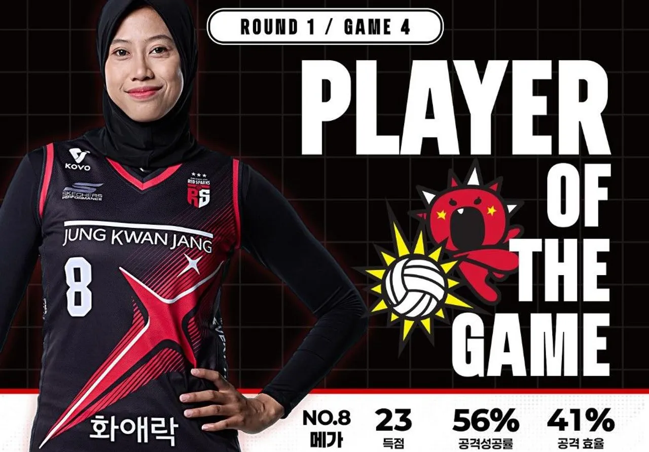 Jadi Top Skor, Megawati Hangestri Raih MVP di Laga Red Sparks vs Hi-Pass