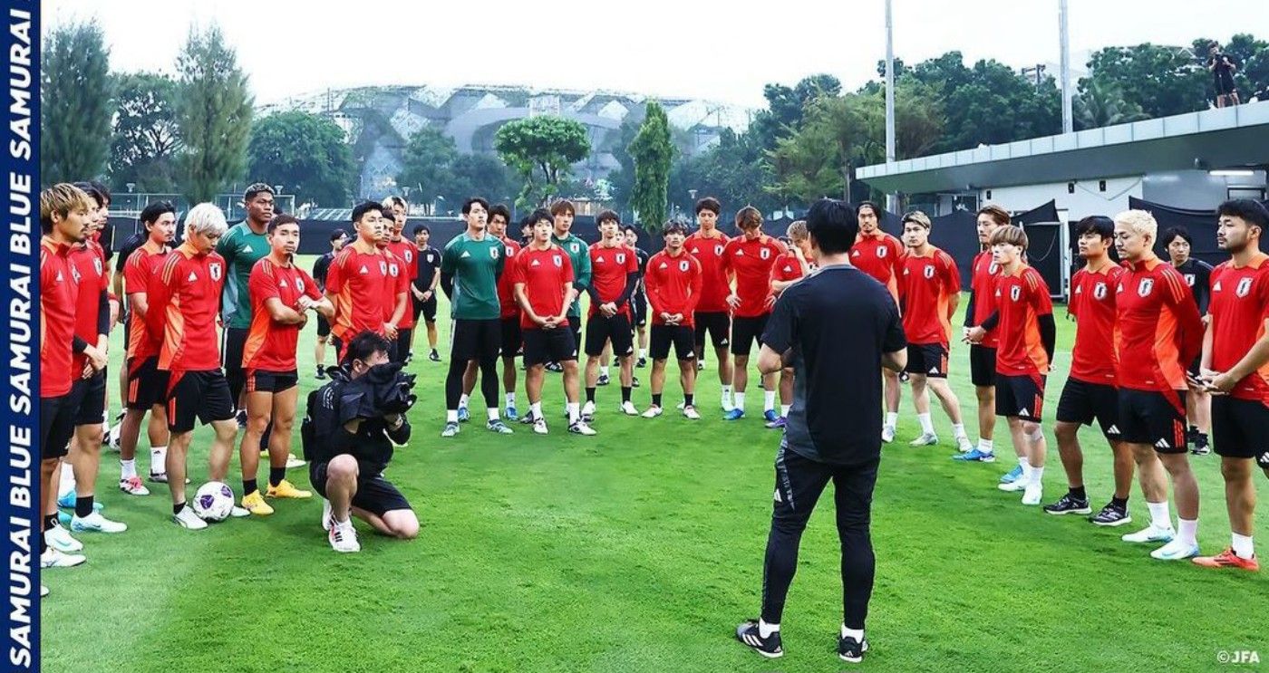 Sesi latihan timnas Jepang di Lapangan ABC Komplek Gelora Bung Karno, Jakarta, 12 November 2024 (japanfootballfederation)