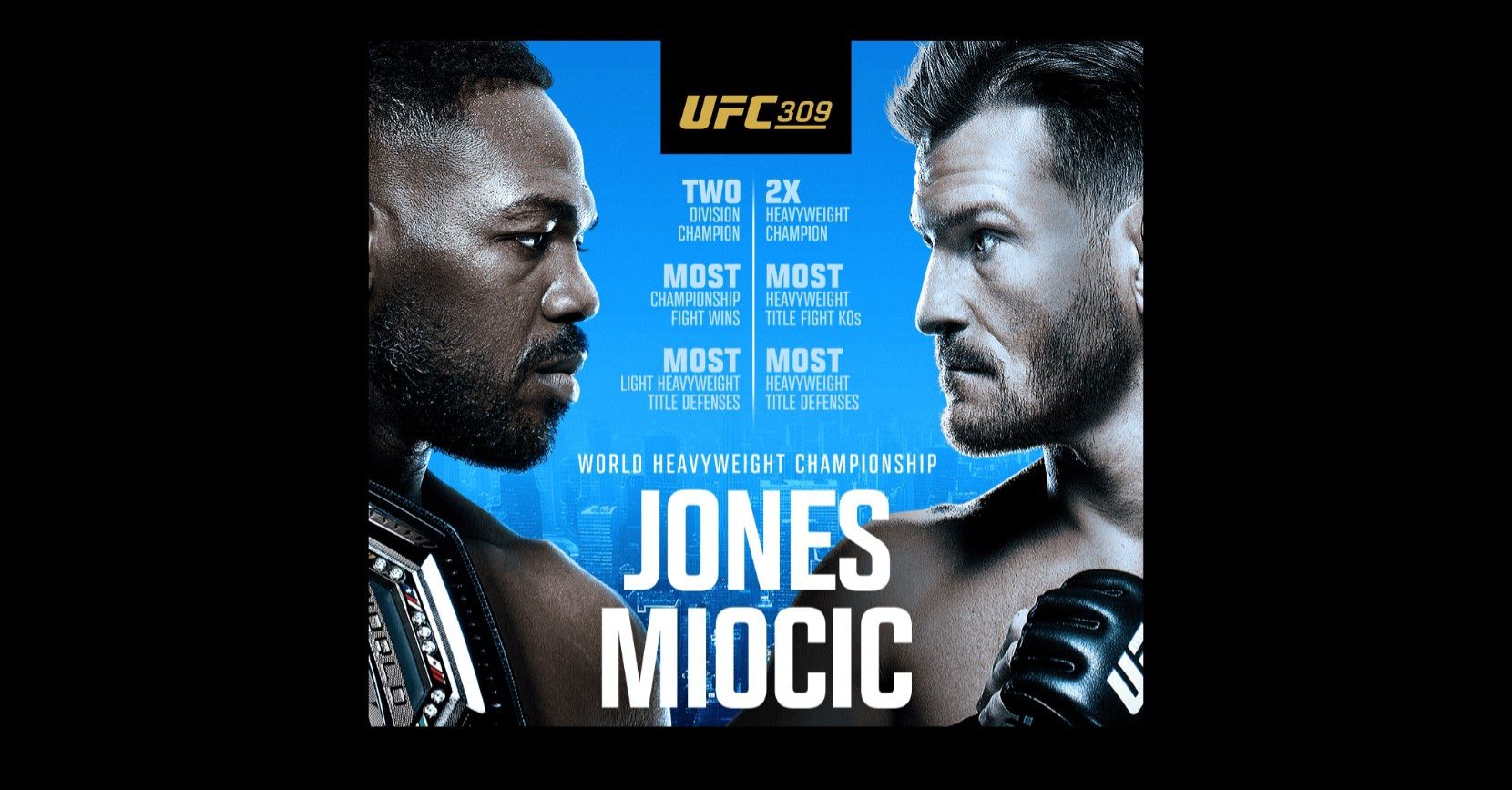 Duel Jon Jones vs Stipe Miocic di ajang UFC 309 yang akan berlangsung, di New York, 16 November 2024 (Foto: Mola TV)