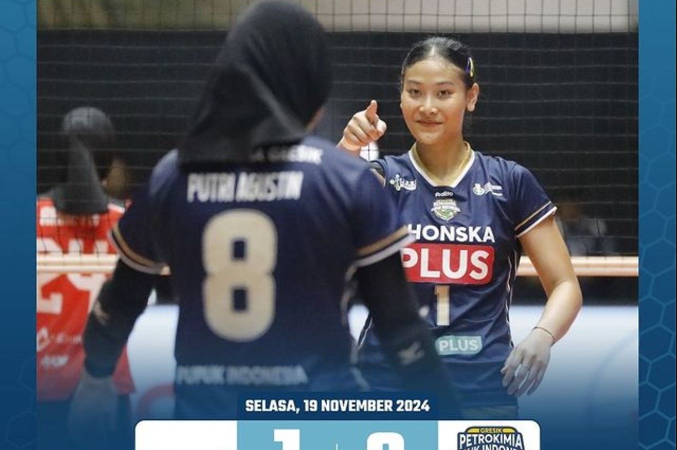 Gresik Petrokimia raih kemenangan kelima di final four Livoli Divisi Utama 2024 putri/foto: Moji Sport.