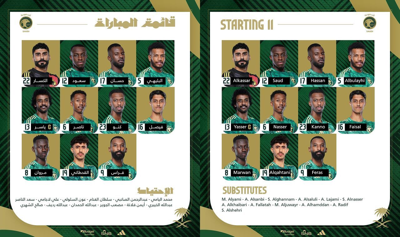 Susunan pemain Timnas Arab Saudi vs Timnas Indonesia/foto: IG Arab Saudi.