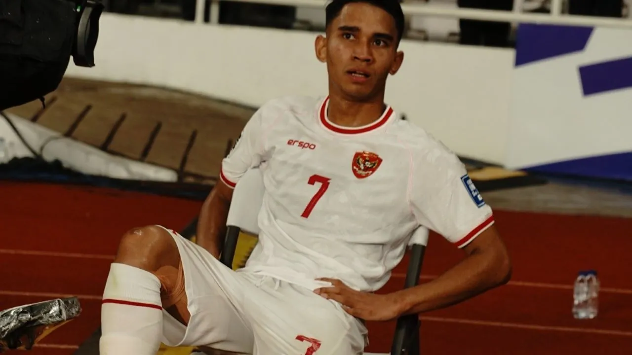 Marselino Ferdinan selebrasi duduk/ SportCorner/ Alwan Naufal.