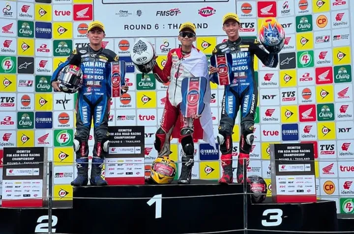 Tiga pembalap Indonesia naik podium pada race 1 AP250 ARRC 2024 di Sirkuit Internasional Chang, Thailand/foto: IG ARRC.