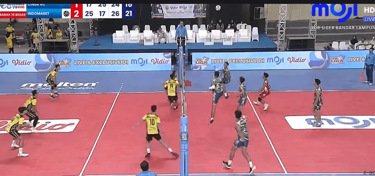 Indomaret vs Cinus VC (Foto: Tangkap Layar Moji)