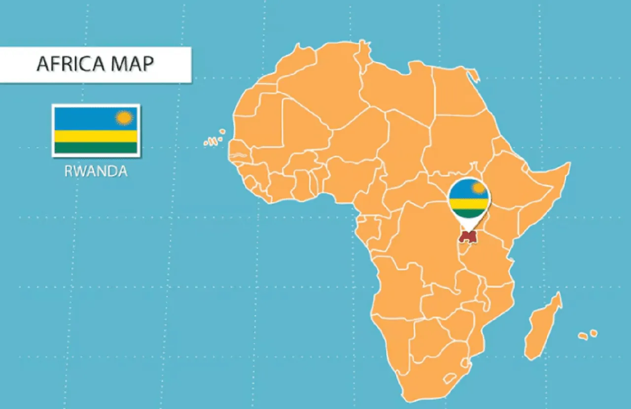 Posisi negara Rwanda di benua Afrika (Freepik)