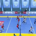 yogya falcons vs baja bantul.jpg - Yogya Falcons mengalahkan Baja 78 Bantul di hari pertama Yogya Volley Cup 2024/foto: Vidio.