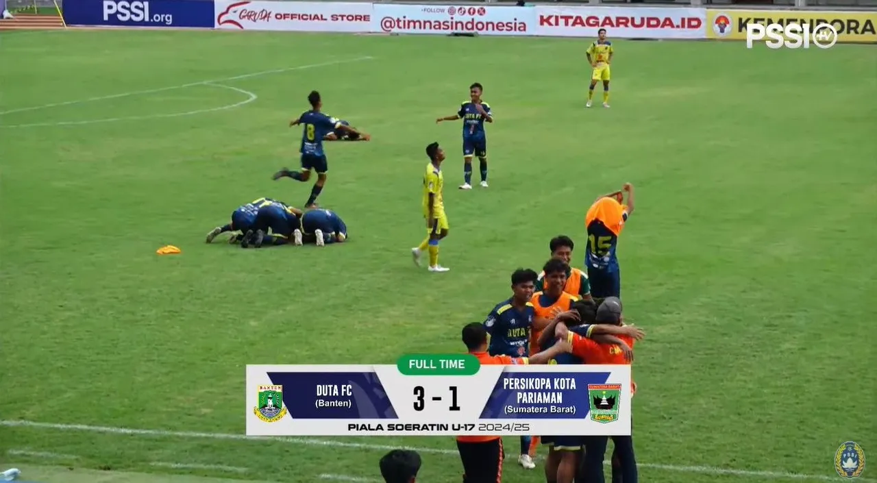 Duta FC keluar sebagai juara Piala Soeratin U-17 2024 usai kalahkan Persikopa/foto: PSSI TV.