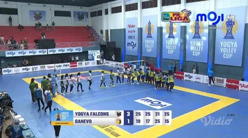 Yogya Falcons mengalahkan Ganevo SC di Yogya Volley Cup 2024/foto: Vidio.