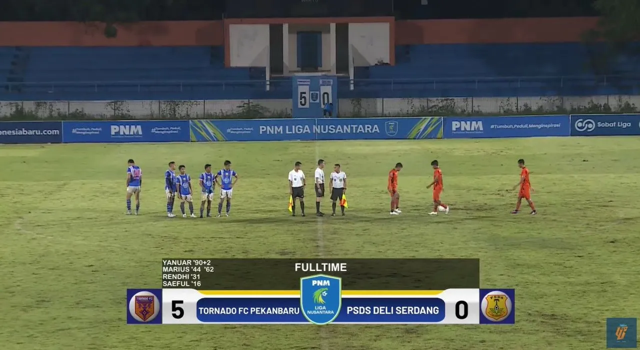 Tornado FC menang telak atas PSDS Deli Serdang di pertandingan keempat Liga Nusantara 2024/2025/foto: Youtube LIB.