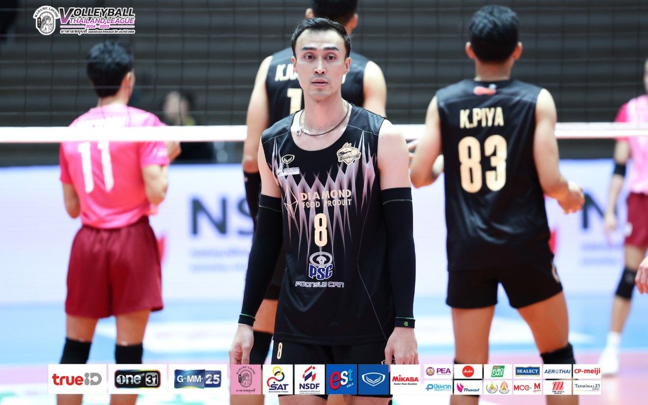 Nizar Julfikar saat bermain untuk Diamond Food VC di Liga Voli Thailand 2024/2025/foto: Thai Volleyball League.