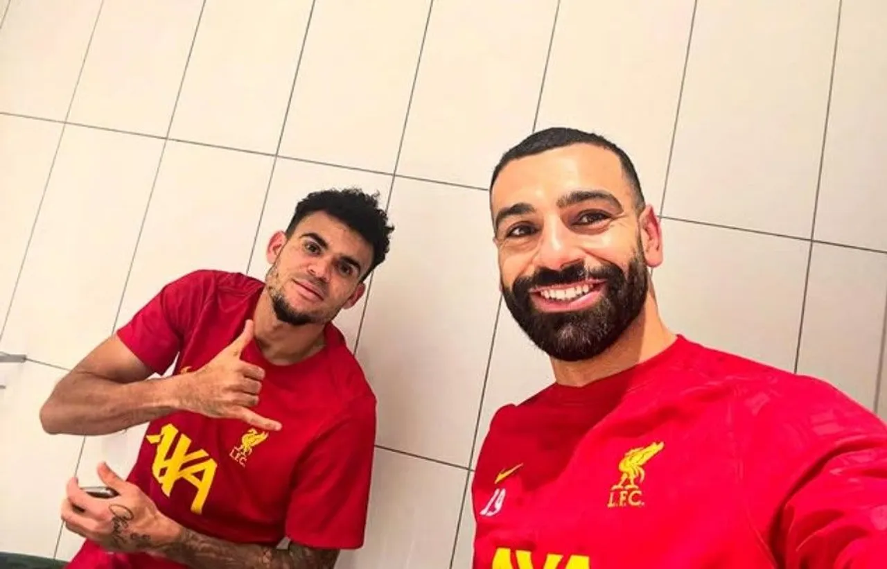 Mohamed Salah dan Luis Diaz usai laga melawan Tottenham Hotspur/foto: IG Mo Salah.