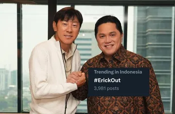 Tagar Erick Out Trending di X / Tangkapan Layar X dan Instagram Erick Thohir
