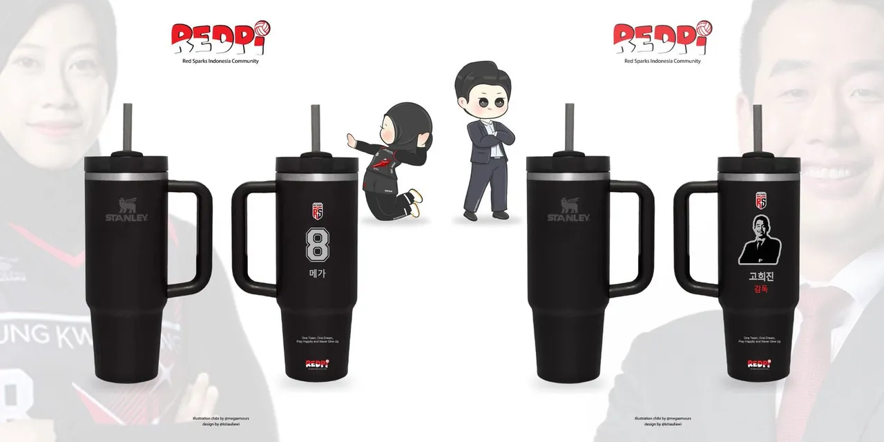 Tumbler untuk pemain Red Sparks dari fans Indonesia, Redpi/foto: X/NitaKirana18