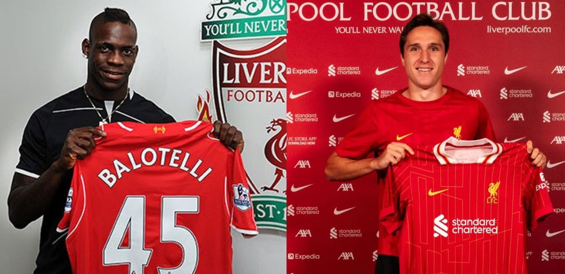 Mario Balotelli dan Federico Chiesa bermain untuk Liverpool/foto: Website Liverpool.