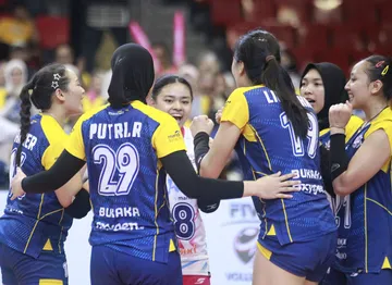 Pertandingan lanjutan Proliga 2025 yang mempertemukan Jakarta Livin Mandiri vs Jakarta Pertamina Enduro berlangsung di GOR Jati Diri, Semarang, Sabtu (3/1/2024). Foto: PBVSI