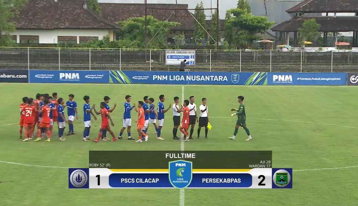 PSCS Cilacap gagal ke babak 6 besar Liga Nusantara 2024/2025 usai kalah dari Persekabpas/foto: Youtube LIB TV.