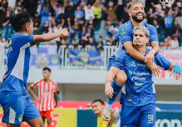 Selebrasi Rafinha usai mencetak gol kemenangan PSIM Yogyakarta di Liga 2 2024/2025/foto: IG PSIM.