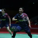 Mohammad Ahsan/Hendra Setiawan di Indonesia Masters 2025 (Foto: SportCorner.id/Alwan Naufal)