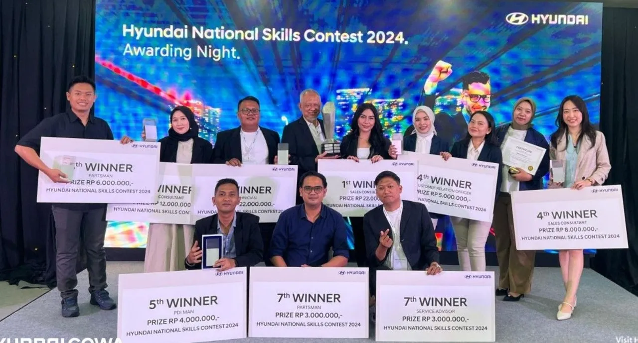 Hyundai Gowa rayakan kemenangan di Hyundai National Skills Contest 2024. (Hyundai Gowa)