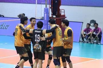 Jakarta Bhayangkara Presisi menutup putaran pertama Proliga 2025 dengan mengalahkan Palembang Bank Sumsel Babel pada pertandingan di Jawa Pos Arena, Surabaya, 24 Januari (Foto: PBVSI)