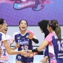 Livin Mandiri - Laga lanjutan Proliga 2025 antara Jakarta Livin Mandiri vs Yogya Falcons dihelat di DBL Arena, Surabaya, Jawa Timur, Jumat (24/1/2025). Foto: PBVSI