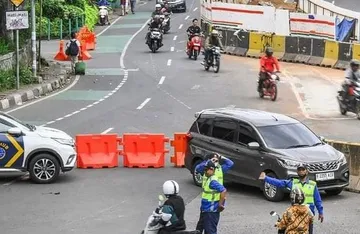 Rekayasa lalu lintas pembangunan stasiun LRT Manggarai. (Korlantas Polri)