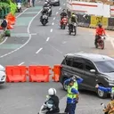 Rekayasa lalu lintas pembangunan stasiun LRT Manggarai. (Korlantas Polri)