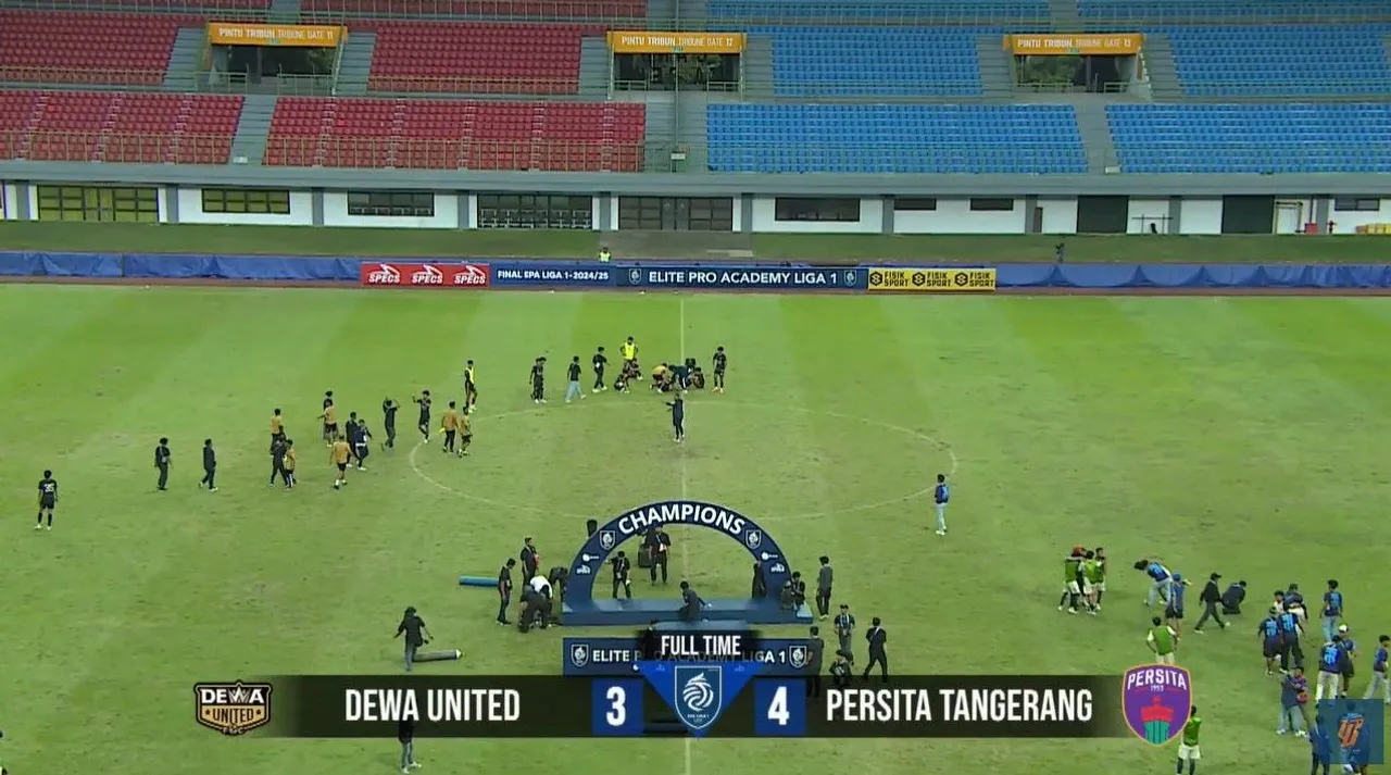 Persita Tangerang U-20 juara EPA Liga 1 U-20 usai kalahkan Dewa United U-20/foto: LIB TV