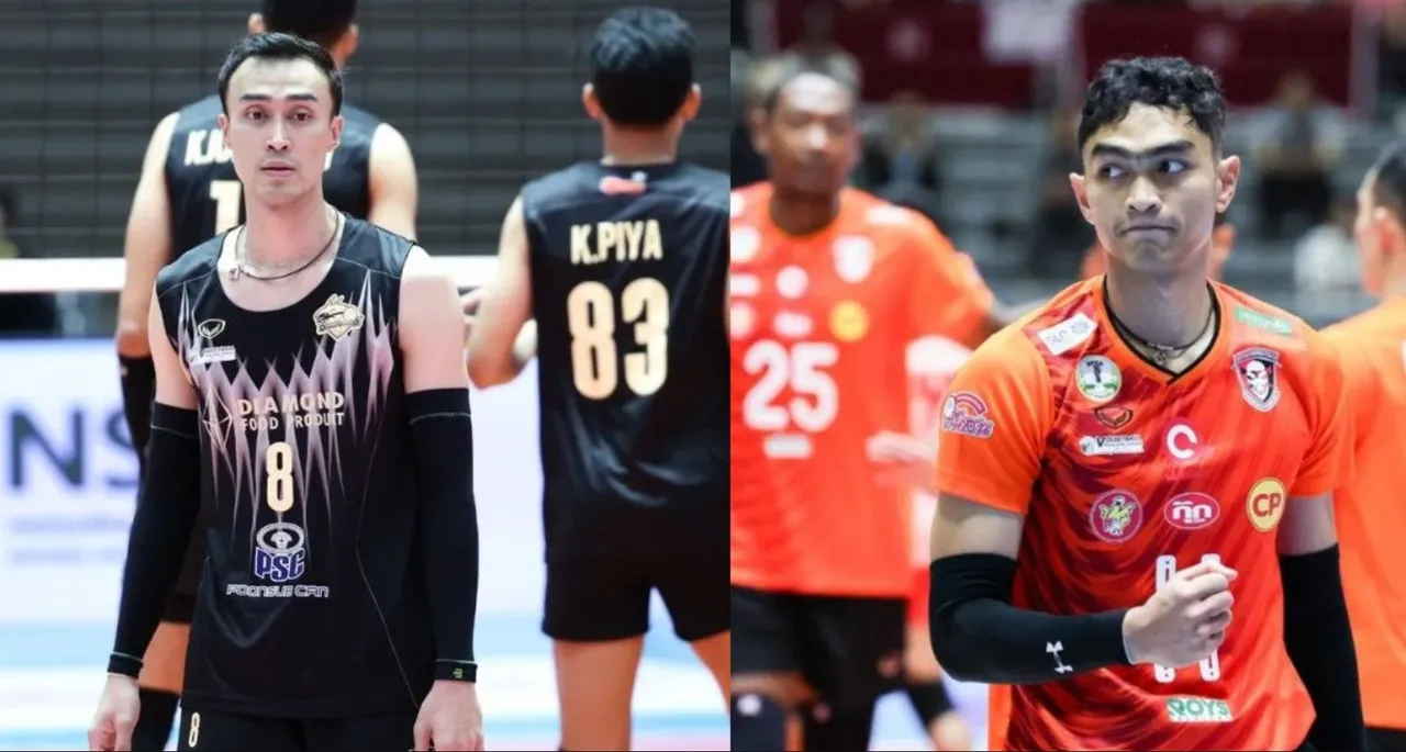 Doni Haryono dan Nizar Julfikar di Liga Voli Thailand/foto: Thailand Volleyball League.