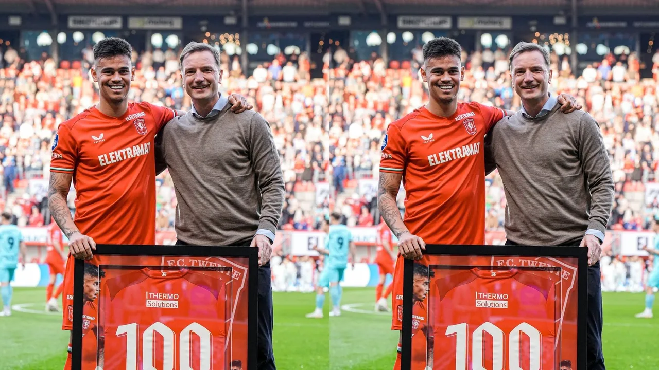 Mees Hilgers cetak laga ke-100 di Eredivisie bersama FC Twente. (Foto: x.com/fctwente)