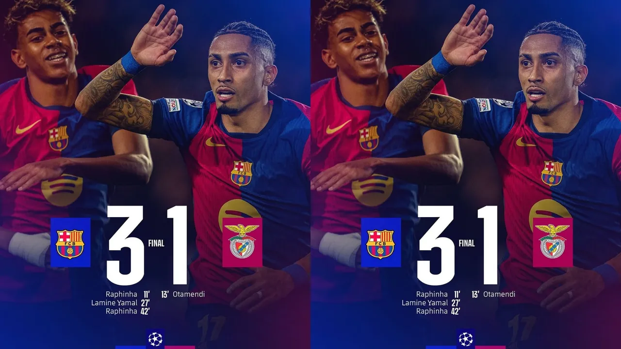 Hasil pertandingan Barcelona vs Benfica (Foto: instagram/fcbarcelona)