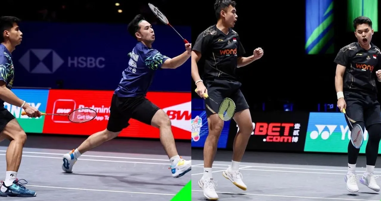 Perang saudara antara Leo/Bagas vs Sabar/Reza di semifinal All England 2025. (Foto: Instagram/pbsi)