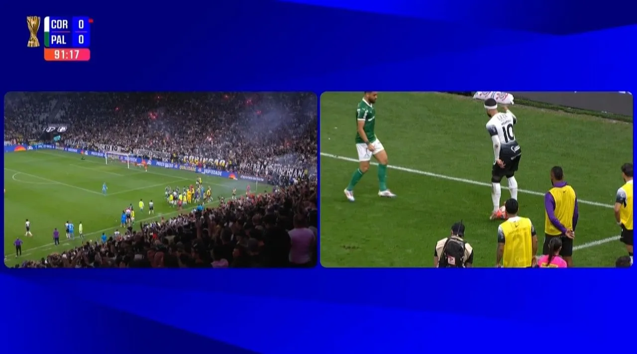 Aksi tengil Memphis Depay di laga Corinthians vs Palmeiras yang memicu kericuhan di stadion/foto: Youtube Fanatiz