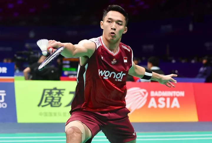 Aksi Jonatan Christe di Badminton Asia Championships 2025. (Foto: Instagram/pbsi)