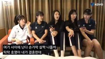 Jung Ho-young dan para pemain timnas voli putri Korea Selatan/foto: KOVO
