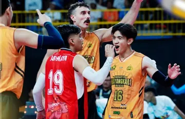 Selebrasi pemain Jakarta Bhayangkara Presisi di Proliga 2025/foto: Ofisial Bhayangkara Presisi